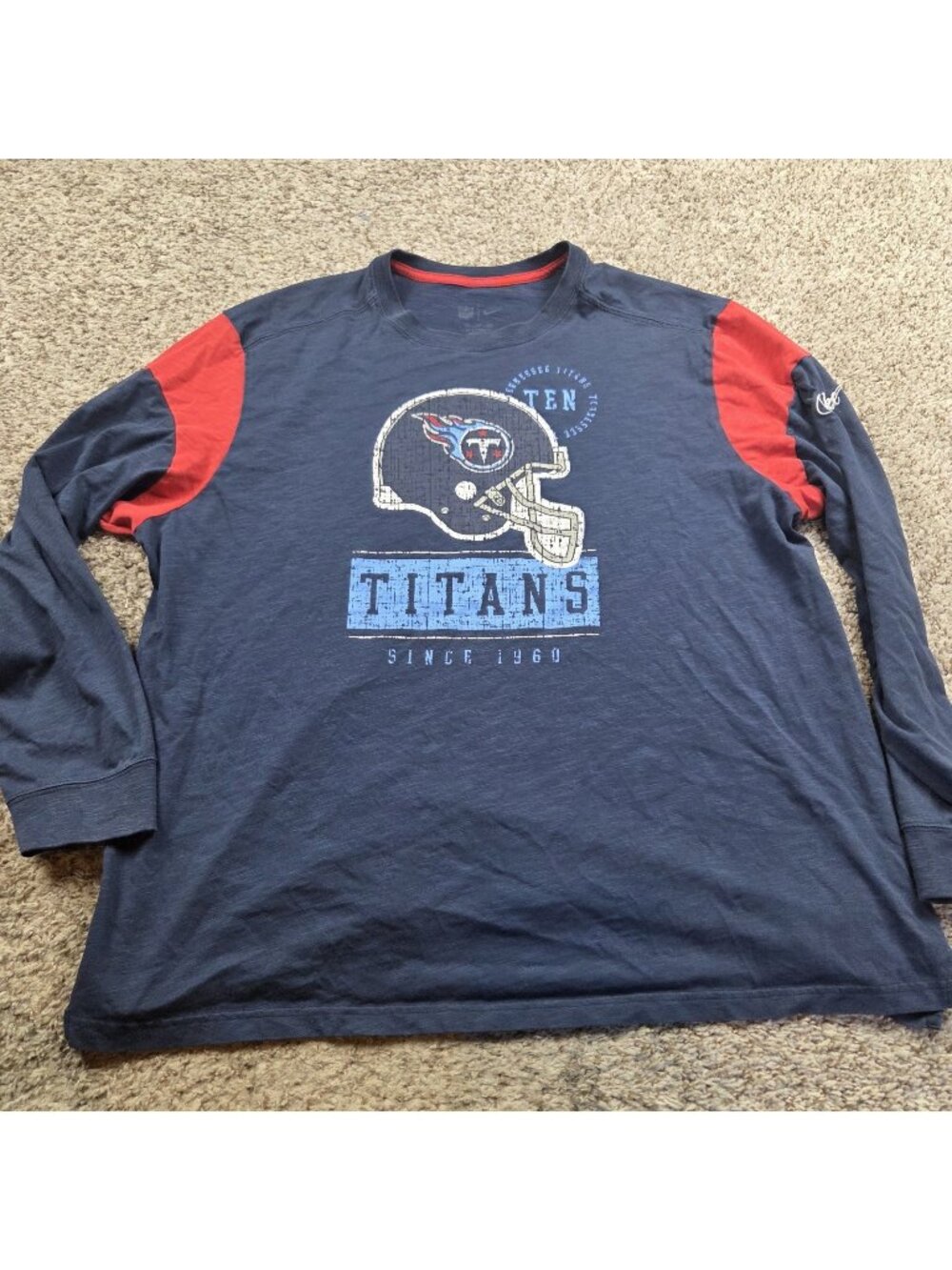Nike Tennessee Titans NFL Football T Shirt Mens 3XL Graphic Blue Long Sleeve